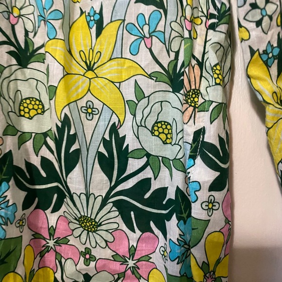 Boden Cotton Floral Peasant Blouse Tassel Long Sleeve Colorful Top Womens Sz 6 - Picture 4 of 9